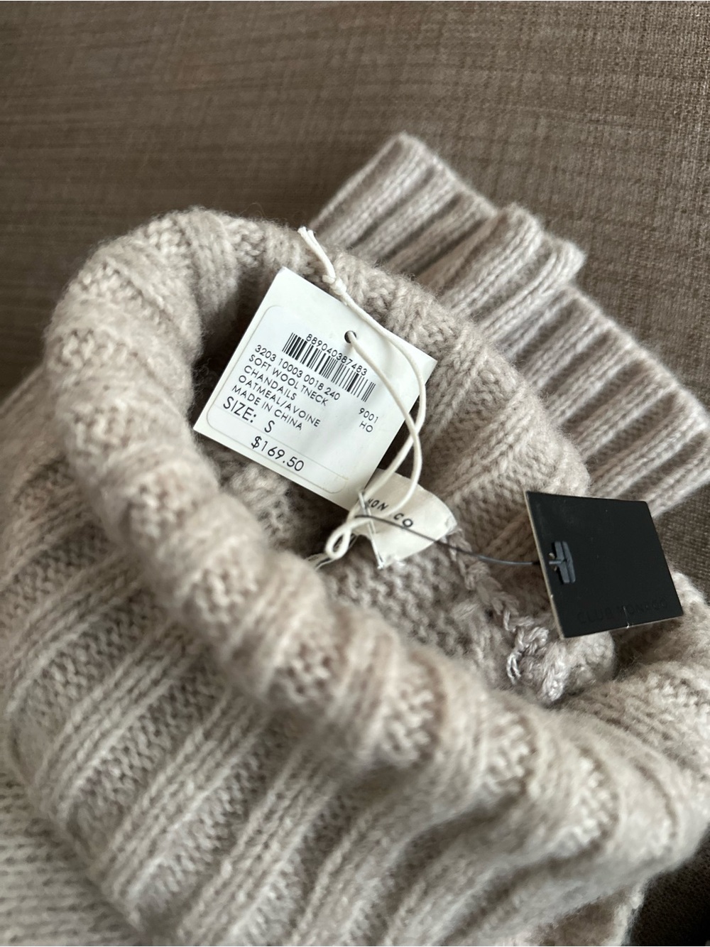Club Monaco Soft Cream Ribbed Turtleneck Sweater